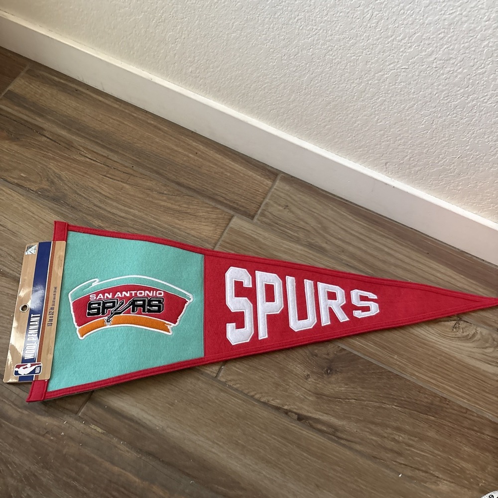 Fanatics San Antonio Spurs Wool Pennant NBA 32x13 Vintage 90s Teal Red Logo